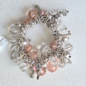 Charm Cluster Bracelet – Pink & Silver